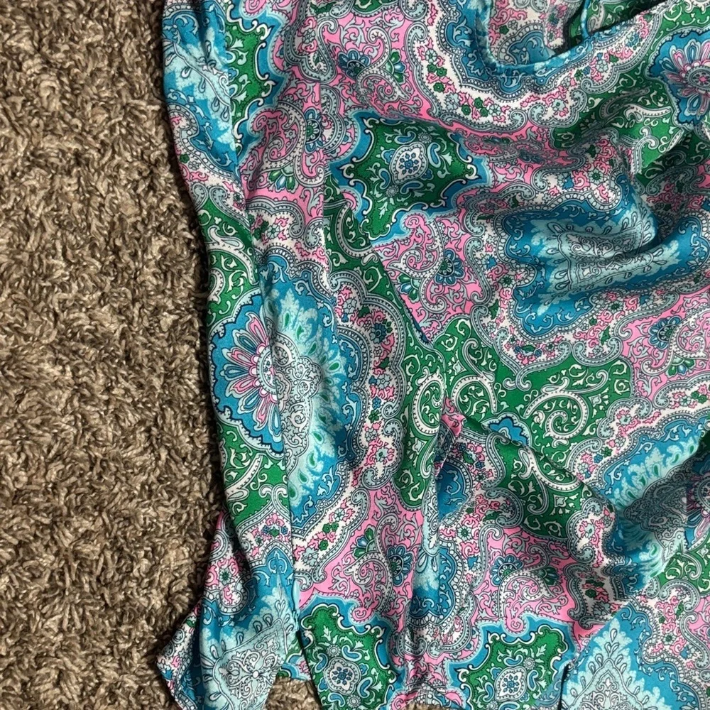 Talbots Blue and Green Paisley Blouse - Picture 5 of 10
